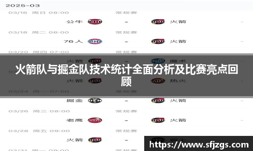 火箭队与掘金队技术统计全面分析及比赛亮点回顾